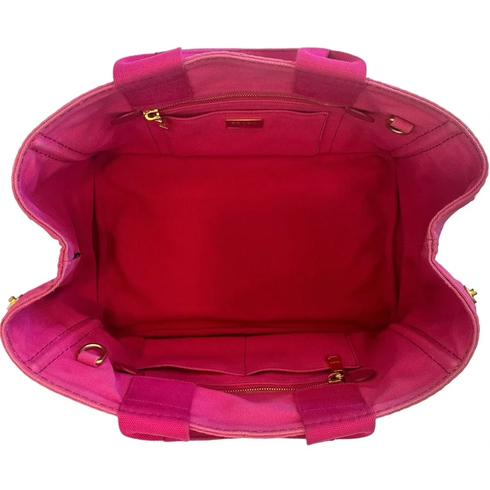 Prada Canapa Shoulder Crossbody Bag Tote Fuchsia Pink Purple Large Summer